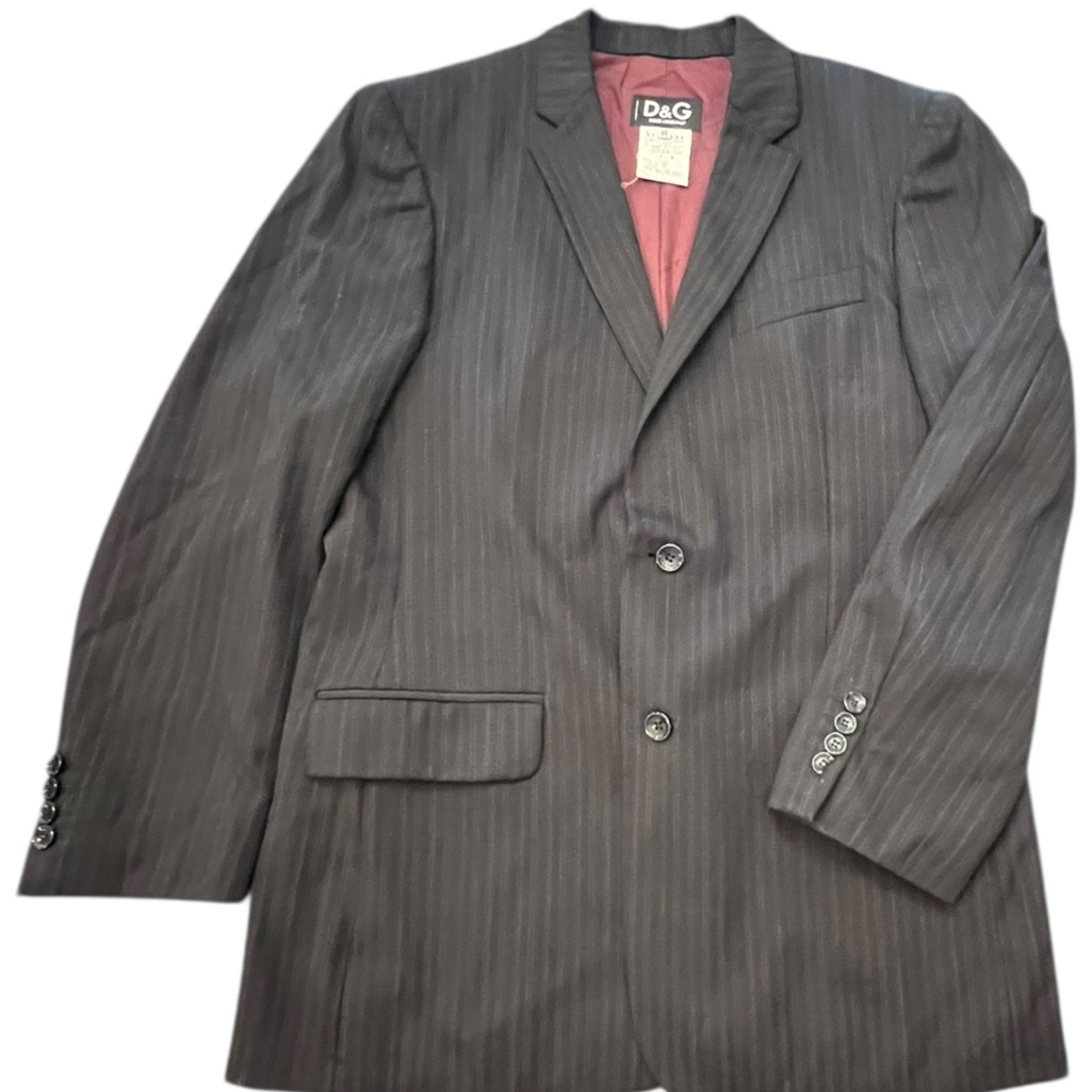 Dolce & Gabbana Mens Black Red Pin Stripe Blazer Jacket Vintage Luxury 36 Coa